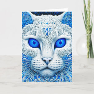 ホワイト神秘的な猫Ethereal AI Art カード