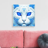 ホワイト神秘的な猫Ethereal AI Art キャンバスプリント (インサイチュ (リビング))