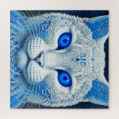 ホワイト神秘的な猫Ethereal AI Art ジグソーパズル (横)