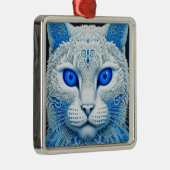ホワイト神秘的な猫Ethereal AI Art メタルオーナメント (右)