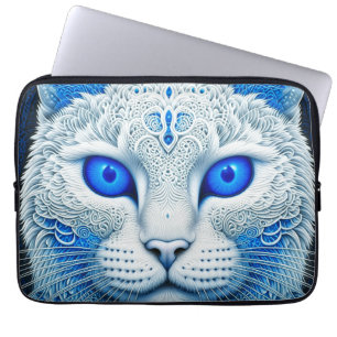 ホワイト神秘的な猫Ethereal AI Art ラップトップスリーブ