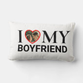 ホワイト私は私のボーイフレンドを愛あなたの写真ハートLumbar ランバークッション (裏面)