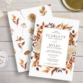 ホワイト秋テラコッタウォーターカラー結婚フローラ 招待状