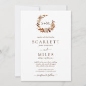 ホワイト秋テラコッタモノグラム結婚ズ 招待状 (正面)