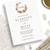 ホワイト秋テラコッタモノグラム結婚ズ 招待状