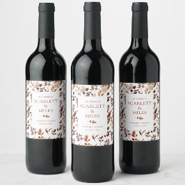 ホワイト秋テラコッタリーフ結婚式の引き出物 ワインラベル