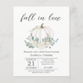 ホワイト秋パンプキンブライダルシャワーバジェット招待状 (正面)