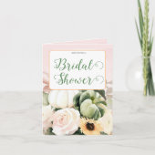 ホワイト秋フローラブライダルシャワー写真 招待状 (正面)