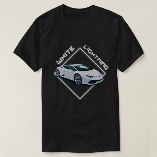 ホワイト稲妻スーパーカーグラフィックTシャツ Tシャツ (デザイン正面)