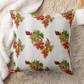 ホワイト紅葉パターン装飾用クッション クッション (ブランケット)