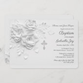 ホワイト紙バラ宗教 招待状 (正面/裏面)