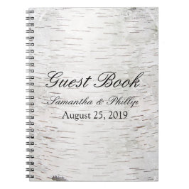 ホワイト紙樺の木ツリーバーク素朴ウッド結婚ズ ノートブック