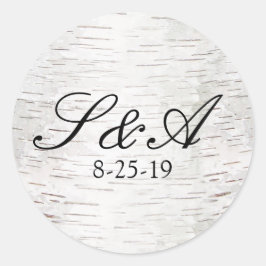 ホワイト紙樺の木ツリーバーク素朴ウッド結婚ズ ラウンドシール