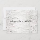 ホワイト紙樺の木ツリーバーク素朴ウッド結婚ズ 招待状 (裏面)