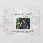 ホワイト紙樺の木ツリーバーク素朴ウッド結婚ズ 案内ポストカード (正面/裏面)