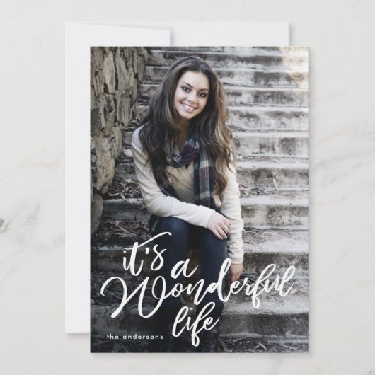 ホワイト素敵なライフクリスマスフォトカード シーズンカード (正面)