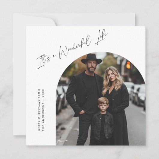 ホワイト素晴らしい人生のクリスマスアーチ写真 シーズンカード (正面)