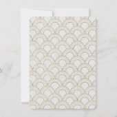 ホワイト素晴らしギャツビーアールデコ金ゴールド婚約パーティ 招待状 (裏面)