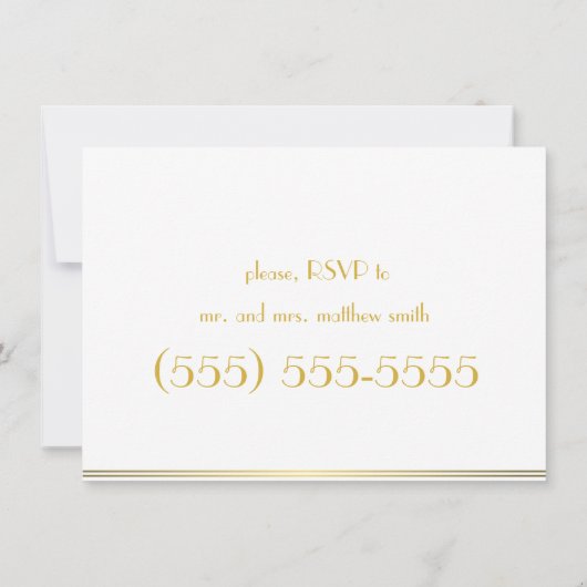 ホワイト素晴らしギャツビー結婚のリハーサル招待状 招待状 (裏面)