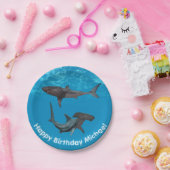 ホワイト素晴らしハマーヘッドシャーク誕生日パーティー ペーパープレート (パーティー)