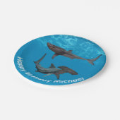 ホワイト素晴らしハマーヘッドシャーク誕生日パーティー ペーパープレート (アングル)