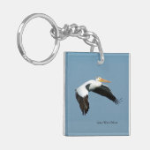 ホワイト素晴らしペリカンアクリルキーチェーン キーホルダー (正面左)