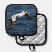 ホワイト素晴らしペリカン水ポットホルダー 鍋敷き (正面/裏面)