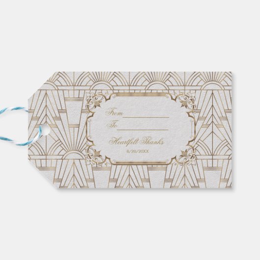 ホワイト素晴らし金ゴールドギャツビーアールデコ1920s結婚s ギフトタグ (裏面横)