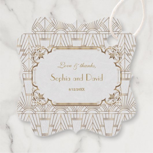 ホワイト素晴らし金ゴールドギャツビーアールデコ1920s結婚s フェイバータグ (裏面)