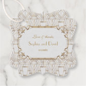 ホワイト素晴らし金ゴールドギャツビーアールデコ1920s結婚s フェイバータグ (正面)
