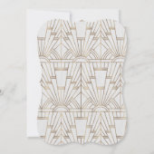 ホワイト素晴らし金ゴールドギャツビーアールデコ1920s結婚s 招待状 (裏面)