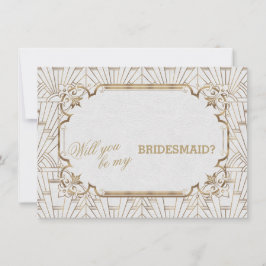 ホワイト素晴らし金ゴールドギャツビーArt Dec結婚のBridesmaid 招待状