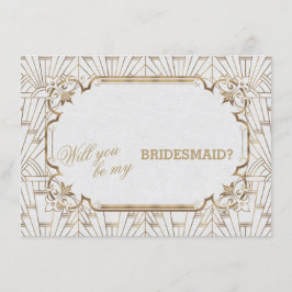 ホワイト素晴らし金ゴールドギャツビーArt Dec結婚のBridesmaid 招待状