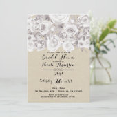 ホワイト素朴ウィンターバラクラフトブライダルシャワー 招待状 (スタンド正面)