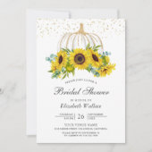 ホワイト素朴カボチャひまわりブライダルシャワー 招待状 (正面)