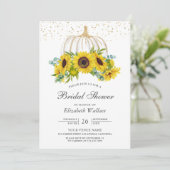 ホワイト素朴カボチャひまわりブライダルシャワー 招待状 (スタンド正面)