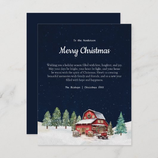 ホワイト素朴クリスマスバーン シーズンカード (正面/裏面)