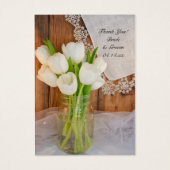 ホワイト素朴チューリップインメイソンジャー結婚式の引き出物ラベル (正面)