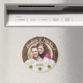 ホワイト素朴デイジーウッドフォ結婚ト救の日付 マグネット (インサイチュ (食洗機))