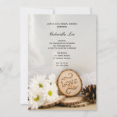 ホワイト素朴デイジーウッドランドブライダルシャワー 招待状 (正面)