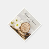 ホワイト素朴デイジーウッドラ結婚ンド スタンダードカクテルナプキン (角)