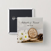 ホワイト素朴デイジーウッドラ結婚ンド 缶バッジ (正面&裏面)