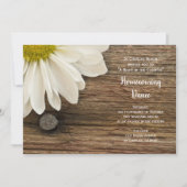 ホワイト素朴デイジーカントリーバーンホームカミングダンス 招待状 (正面)