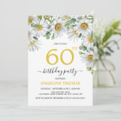 ホワイト素朴デイジーフローラ植物学誕生日 招待状 (スタンド正面)