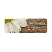 ホワイト素朴デイジーブラウンバーンウッド差出人住所 ラベル (正面)