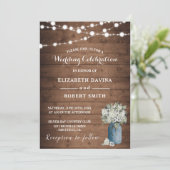 ホワイト素朴フローラエレガントライト木製 招待状 (スタンド正面)