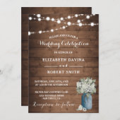 ホワイト素朴フローラエレガントライト木製 招待状 (正面/裏面)