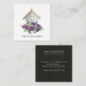 ホワイト素朴フローラバードハウスエ実在ステート不動産仲介業者 スクエア名刺 (正面/裏面)