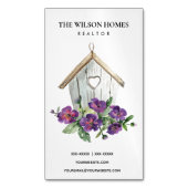 ホワイト素朴フローラバードハウスエ実在ステート不動産仲介業者 マグネット名刺 (正面縦)