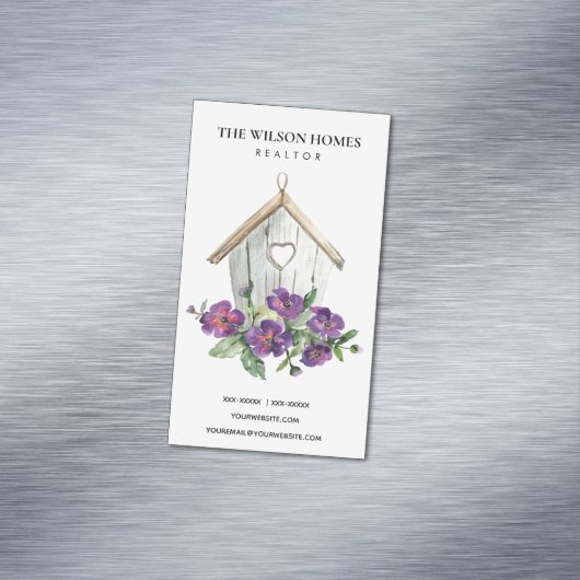 ホワイト素朴フローラバードハウスエ実在ステート不動産仲介業者 マグネット名刺 (インサイチュ)